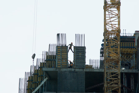 Tricky builder, sky, concrete and fittings