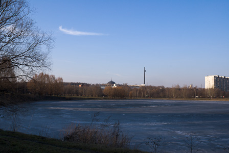 Little cloud flies upon the icy pond